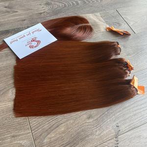 Top Vendor Set 3 Bundle Burnt Oranges Colored and 1Lace Closure Bone Straight Virgin Vietnamese <b>Human</b> <b>Hair</b> <b>Wigs</b> for Black Women - Product Image 6