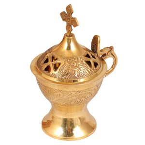 Quemador de Incienso de Latón Puro de Alta Calidad con Grabado y Acabado Pulido, Quemador de Lobán Tradicional de Latón Vintage para Decoración del Hogar - Product Image 3