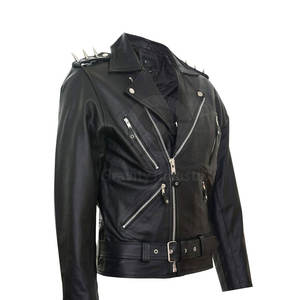 Veste en cuir de vache sur mesure, couleur unie, pour homme, écologique, respirante, streetwear d'hiver, logo sur le devant - Product Image 2