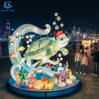 Projecteur d'éclairage sur le thème sous-marin, grande lanterne de Noël en forme de tortue marine, solution tout-en-un pour l'affichage de la faune marine