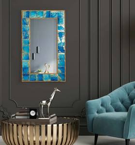 Miroir en mosaïque de carreaux bleus : Décoration d'intérieur bohème - Product Image 4