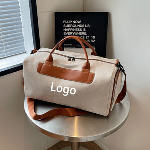 Bolsa de lona de cuero con logotipo personalizado con bolsillo húmedo Bolsa de viaje deportiva multifunción con almacenamiento de zapatos. - Product Image 6