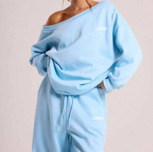 Conjunto de Ropa de Salón Ecológica de Felpa de Algodón con Capucha Estampada de Invierno para Mujer, Talla Grande, Personalizada, de 2 Piezas, Sudadera y Pantalones Anchos - Product Image 4