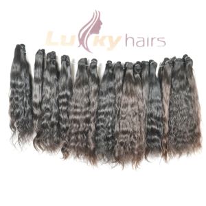 มัดผมมนุษย์บริสุทธิ์จากอินเดียไม่ผ่านกระบวนการผมต่อผมแบบ Remy ต่ออยู่ในสภาพผมแบบลอน - Product Image 1