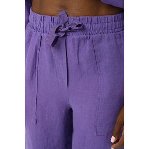 Pantaloni Larghi da Donna in Lino Tinta Unita con Elastico in Vita - Product Image 6