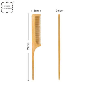 Brosse à cheveux démêlante en bambou anti-statique peigne à queue à dents larges pour cheveux secs bouclés épais biodégradables naturels - Product Image 6