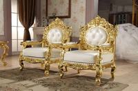 Ensemble de canapés de luxe moderne en bois massif d'acajou, sculpté à la main, avec revêtement en cuir PU, pour mobilier de salon de villa