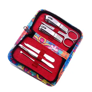 Nail Clippers Pedicure Kit 6 Pieces Mirror Finish Nail Cuticle Scissor Clipper Tweezers Nail File With Beautiful Case