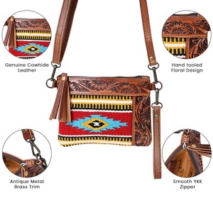 Fait à la main en cuir de vachette d'Inde poche zippée sac latéral sangle d'outillage réglable en laine Durrie-pièces et accessoires de sac spécial - Product Image 4