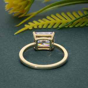 Moda 2Ct IGI certificado VVS laboratorio cultivado diamante chapado en oro 925 Plata East West radiante anillo de compromiso joyería mujeres regalos - Product Image 4