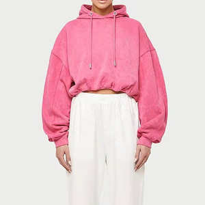 Heavy Cotton Fleece Casual Crop Top Hoodie para mujer Pullover Workout Women Crop Top Sudadera con capucha de algodón a precio razonable - Product Image 5