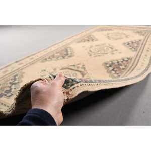 Turkish Rug, 5x12,5 ft Runner Rug, <b>Brown</b> Check <b>Wool</b> Vintage Rug - Product Image 5