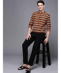 Algodón de invierno AchkanBandhgalaSherwaniKurta para hombres en tela de boda con pijama de estilo Pathani de pollo corto y elegante - Product Image 4