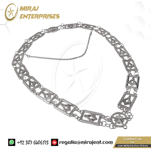 Collares de cadena de logia azul oscuro de Regalia masónica de alta calidad con tela de algodón de brújula cuadrada y cinta para uso masón - Product Image 5