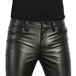 PU Leather <b>Pants</b> Men's Fashion Rock Style Night Club <b>Dance</b> <b>Pants</b> Men's Faux Leather Slim Fit Skinny Motorcycle Trousers - Product Image 4