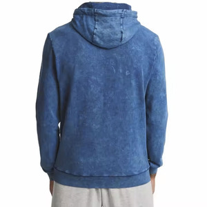 Sweat à capuche zippé surdimensionné pour homme en coton éponge français Acid Wash & 3D Tie Dye Print Winter Washed Hoodie For Mens - Product Image 2