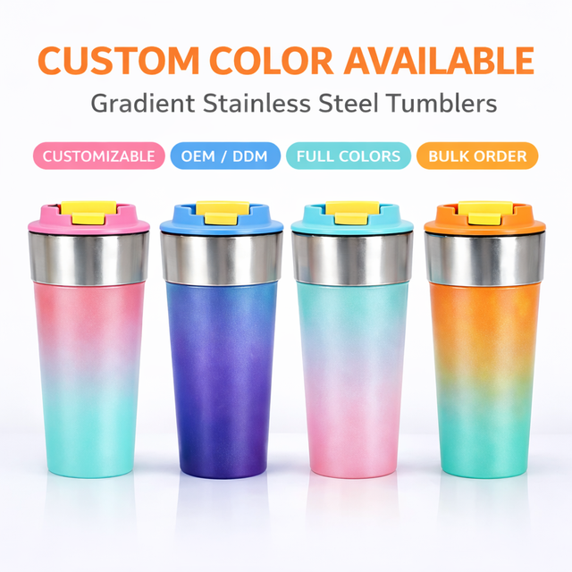 Custom Color Double-Wall Stainless Steel Travel Tumbler with Lid OEM Logo Laser Engraving Bulk Wholesale Inusulated Coffee Mug