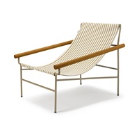 Fauteuil lounge d'extérieur avec structure en métal peint, accoudoirs en bois d'Iroko, fabriqué en Italie