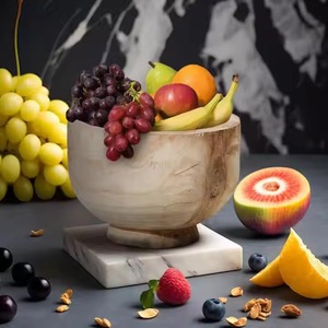 Tazón de madera con acabado rústico natural hecho a mano, ideal para servir en la cocina, exhibir ensaladas y frutas, y como elegante decoración para el hogar. - Product Image 6