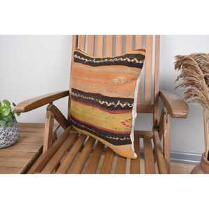 Oreiller en laine Kilim beige 18x18 pouces motif imprimé vintage de luxe oreiller d'accent rustique moelleux pour literie Portable - Product Image 3