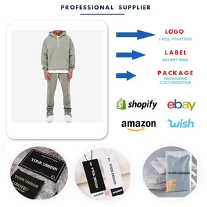 ชุดวอร์มผ้าฝ้าย100% 2ชิ้นสำหรับผู้ชายชุดวอร์มโอเวอร์ไซส์โชว์ไหล่ตก - Product Image 6