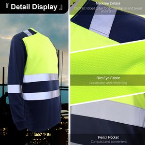 เสื้อยืดแขนยาวเพื่อความปลอดภัยบนท้องถนน เสื้อโปโลทำงานแบบสองสี เสื้อโปโลสีส้มสะท้อนแสง - Product Image 6