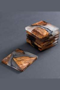 Modern Design Natural Wooden <b>Coasters</b> <b>for</b> Beverages Solid Wood Handmade <b>Drink</b> <b>Coaster</b> Set Heat Resistant Tabletop - Product Image 2