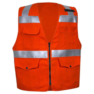 สีที่กําหนดเองอุตสาหกรรมก่อสร้างปรับแต่งโลโก้สะท้อนแสง Hi Vis ชุดป้องกัน Workwear เสื้อกั๊กความปลอดภัยในการทํางาน Hi Vis พร้อมกระเป๋า - Product Image 4