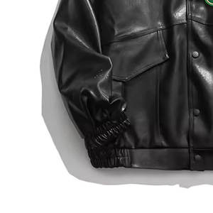 Veste pour homme en cuir véritable brodé tendance personnalisée à vendre Veste en cuir à manches imperméables sur mesure - Product Image 6