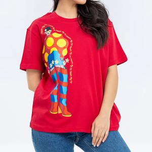 Camisas lisas de entrenamiento de algodón, venta al por mayor, Camisetas estampadas de moda de alta calidad para deportes de retazos para mujer, camisetas cómodas con estampado de Color rojo - Product Image 6