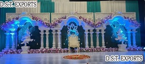 Tamil ฮินดูแบบดั้งเดิมฉากหลังเวทีงานแต่งงานสีขาวสง่างามเวทีเปิดเวทีสำหรับงานแต่งงานอินเดียสุดพิเศษ - Product Image 6