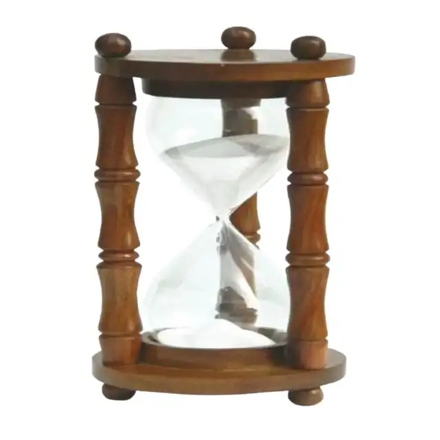Wooden & Glass Sand Timer 15 Minutes An Hour Glass With White Sand- Sand timer Hourglass