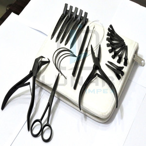 <b>Hair</b> <b>Extension</b> Installation <b>Tools</b> in Black Matte Color With Customized <b>Tools</b> & PVC Leather <b>Hair</b> <b>Extension</b> <b>Tool</b> Kit Customization - Product Image 4