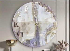 Handmade Resin Wall <b>Clock</b> Unique Swirls Design with <b>Gold</b> Accents Stylish Wall Decor for Home - Product Image 5