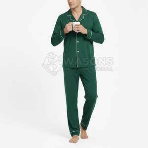 Conjunto de pijama de seda para hombre, camisa de manga larga con botones y pantalones de pijama largos, ropa de dormir suave y lujosa - Product Image 5