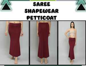 <b>Burgundy</b> Women's Lightweight Shaper Saree Petticoat Polyester Shapewear <b>Top</b> with Tummy Control and Sizes in Various Colors - Product Image 2