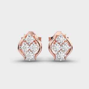 Four Stone Vintage Style Sud <b>Earrings</b> 1.50 + 1.50 CTW Round Cut Prong <b>Set</b> Moissanite Diamond Push Back Charm <b>Stud</b> <b>Earrings</b> - Product Image 5