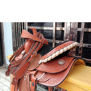 Selle de course à barils en cuir occidental de qualité supérieure, siège en daim - Product Image 5