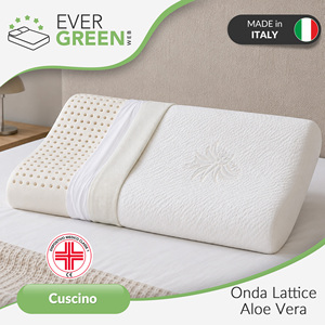 Cuscino in lattice EVERGREENWEB con Aloe Vera, ortopedico, ergonomico, supporto per il collo, Made in Italy, a forma di onda, traspirante, minimalista - Product Image 2