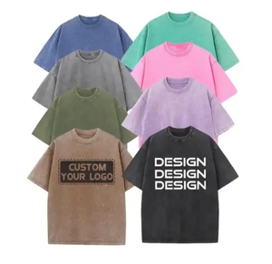 T-shirt vintage lavé à l'acide avec logo personnalisé pour hommes T-shirt vierge en coton épais surdimensionné 100% coton pour hommes - Product Image 3