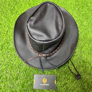 Chapeaux de garçon de vache d'équitation sur mesure les plus vendus en cuir suédé entièrement personnalisés chapeaux de Cowboy en cuir véritable de Style occidental - Product Image 1