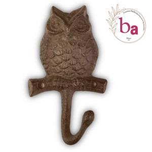 ตะขอแขวนเสื้อและหมวกติดผนังโบราณทำจากทองเหลืองลายสัตว์นกฮูกแบบชนบท - Product Image 2