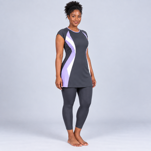 Ensemble Burkini 2 Pièces Personnalisé Imprimé Modeste Coupe Haute Logo Avant Séchage Rapide – Le Meilleur Ensemble Burkini 2 Pièces Modeste - Product Image 4