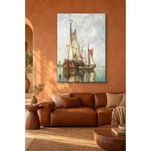 Impression sur toile de bateaux de marchandises à voile de Fida Paul Jean Clays sur eau calme - Product Image 4