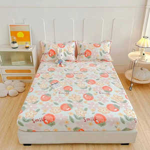 Cotton microfiber PC <b>Printed</b> <b>Fitted</b> <b>Sheet</b> Mattress set Cover Four Corners With Elastic Band Bed <b>Sheet</b> two pillowcases set - Product Image 2