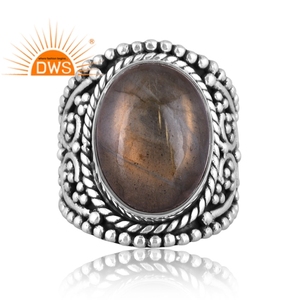 Latest Design Oxidized Sterling Silver Natural <b>Labradorite</b> Gemstone Statement <b>Ring</b> Custom Jewelry Manufacturer - Product Image 3