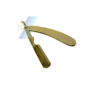 Logotipo personalizado privado Chapado en oro Profesional Facial Recto Barbero Maquinilla de afeitar Hoja plegable Maquinilla de afeitar Herramientas - Product Image 6
