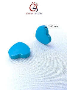 Vente en gros de pierres précieuses plates en forme de coeur de turquoise en céramique pour la fabrication de bijoux 6x6 8x8 10x10 - Product Image 6