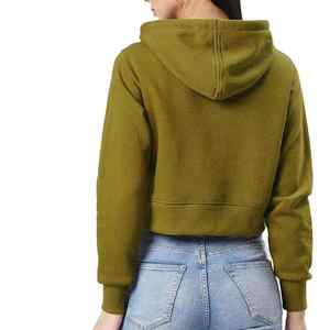 Haut à capuche court à manches longues pour femme, léger et respirant, service OEM, prix raisonnable, col à capuche avec logo frontal, vente chaude - Product Image 3