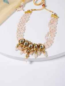 Collier Kundan de haute qualité, minimaliste, bijoux traditionnels indiens, travail Meenakari au dos, toutes les couleurs peuvent être personnalisées - Product Image 2